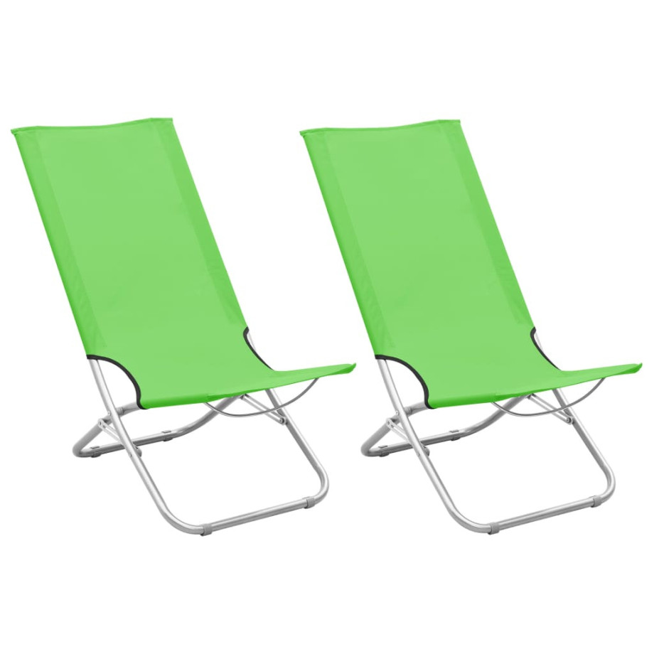 vidaXL Strandstoelen 2 st inklapbaar stof groen afbeelding 1