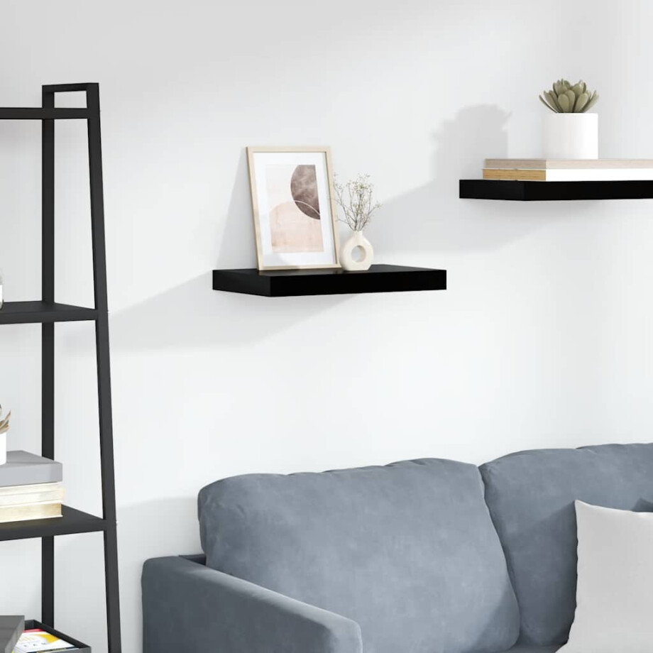 vidaXL Wandschap zwevend 40x23x3,8 cm MDF hoogglans zwart afbeelding 1