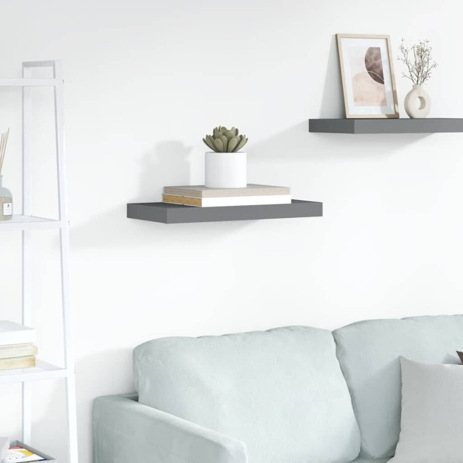vidaXL Wandschap zwevend 50x23x3,8 cm MDF hoogglans grijs vidaXL Wandschap zwevend 50x23x3,8 cm MDF hoogglans grijs afbeelding 1