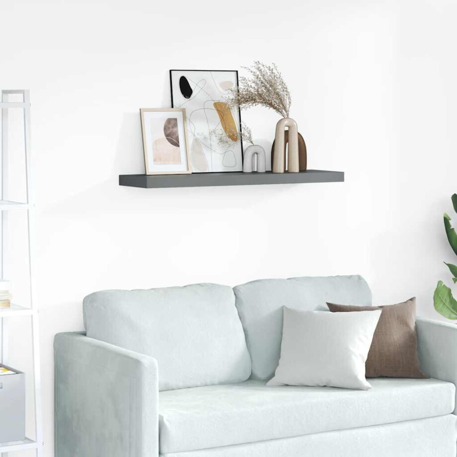 vidaXL Wandschap zwevend 90x23,5x3,8 cm MDF hoogglans grijs afbeelding 1