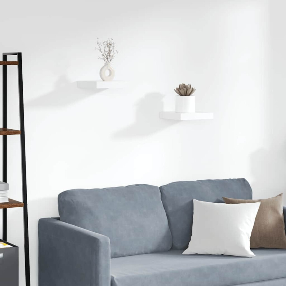 vidaXL Wandschappen zwevend 2 st 23x23,5x3,8 cm MDF wit vidaXL Wandschappen zwevend 2 st 23x23,5x3,8 cm MDF wit afbeelding 1