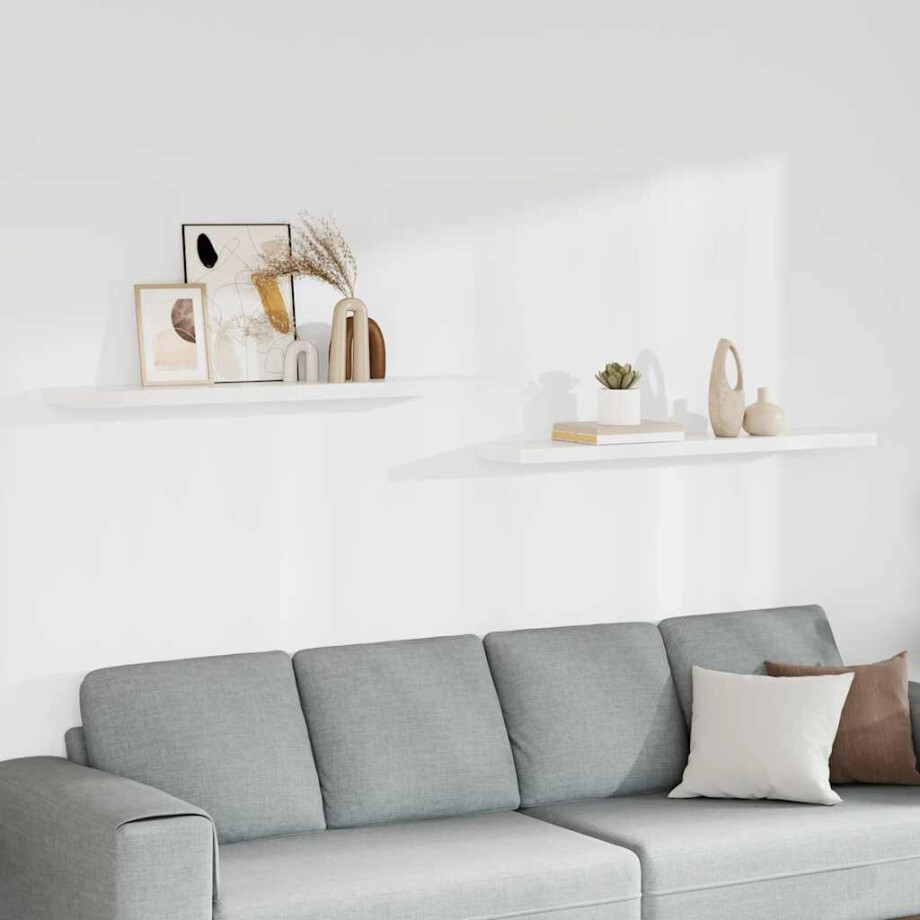 vidaXL Wandschappen zwevend 2 st 120x23,5x3,8 cm MDF wit vidaXL Wandschappen zwevend 2 st 120x23,5x3,8 cm MDF wit afbeelding 1