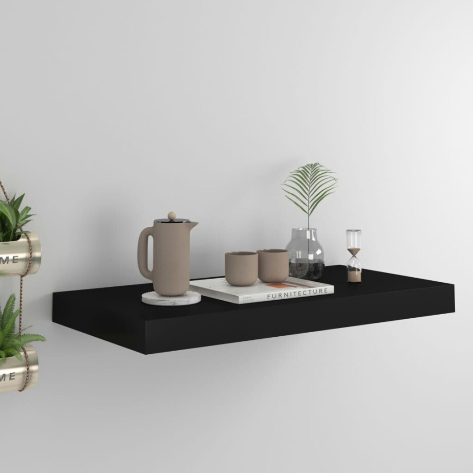 vidaXL Wandschap zwevend 50x23x3,8 cm MDF zwart afbeelding 1