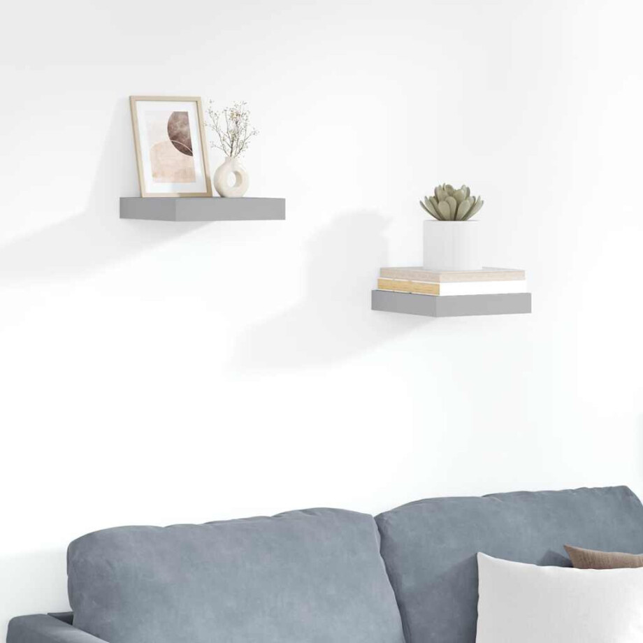 vidaXL Wandschappen zwevend 2 st 23x23,5x3,8 cm MDF grijs vidaXL Wandschappen zwevend 2 st 23x23,5x3,8 cm MDF grijs afbeelding 1