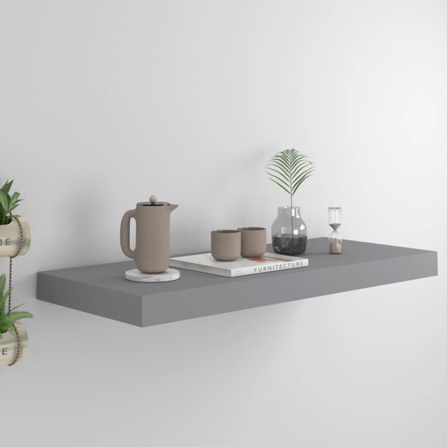 vidaXL Wandschap zwevend 60x23,5x3,8 cm MDF grijs afbeelding 1