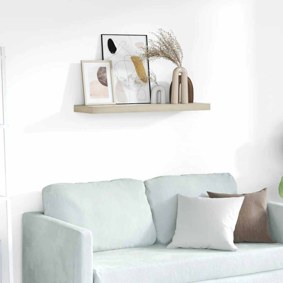 vidaXL Wandschap zwevend 80x23,5x3,8 cm MDF eikenkleurig afbeelding 1