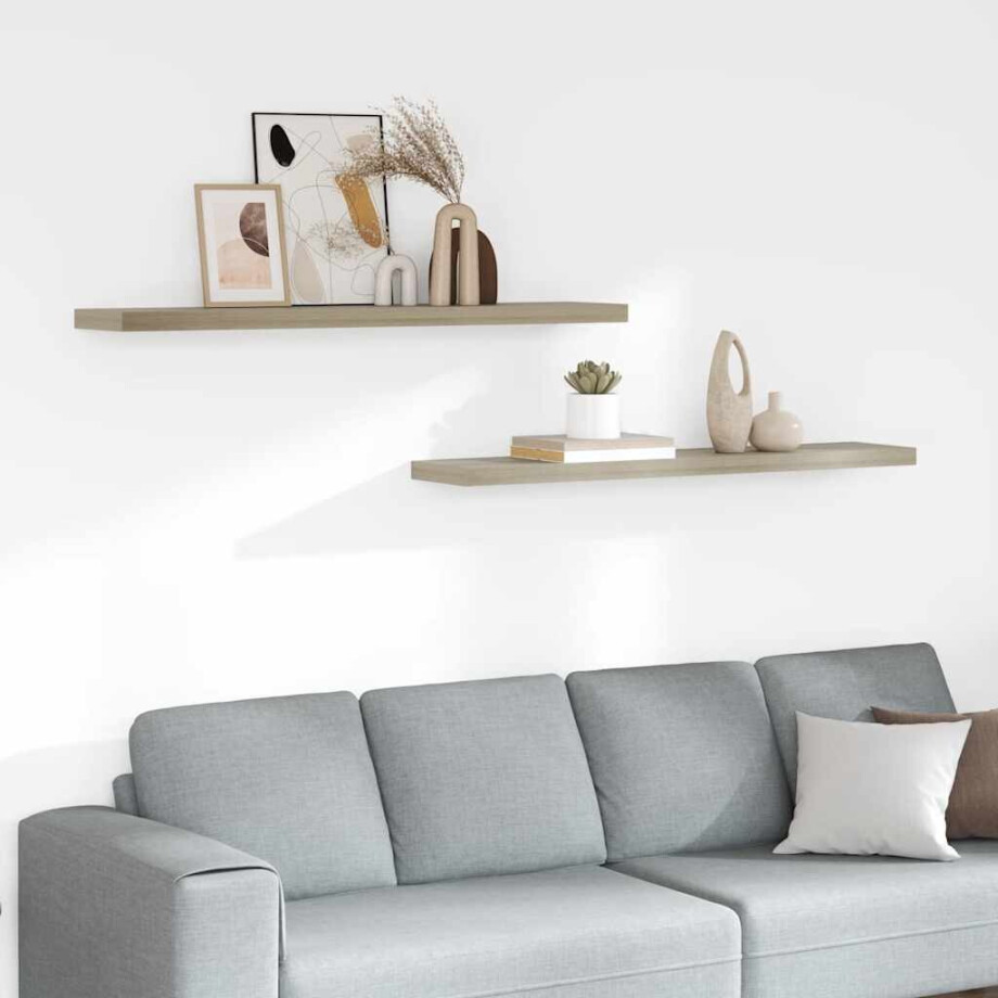 vidaXL Wandschappen zwevend 2 st 120x23,5x3,8 cm MDF eikenkleurig afbeelding 1