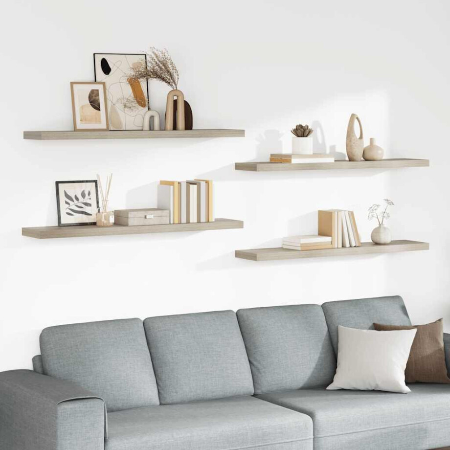 vidaXL Wandschappen zwevend 4 st 120x23,5x3,8 cm MDF eikenkleurig vidaXL Wandschappen zwevend 4 st 120x23,5x3,8 cm MDF eikenkleurig afbeelding 1