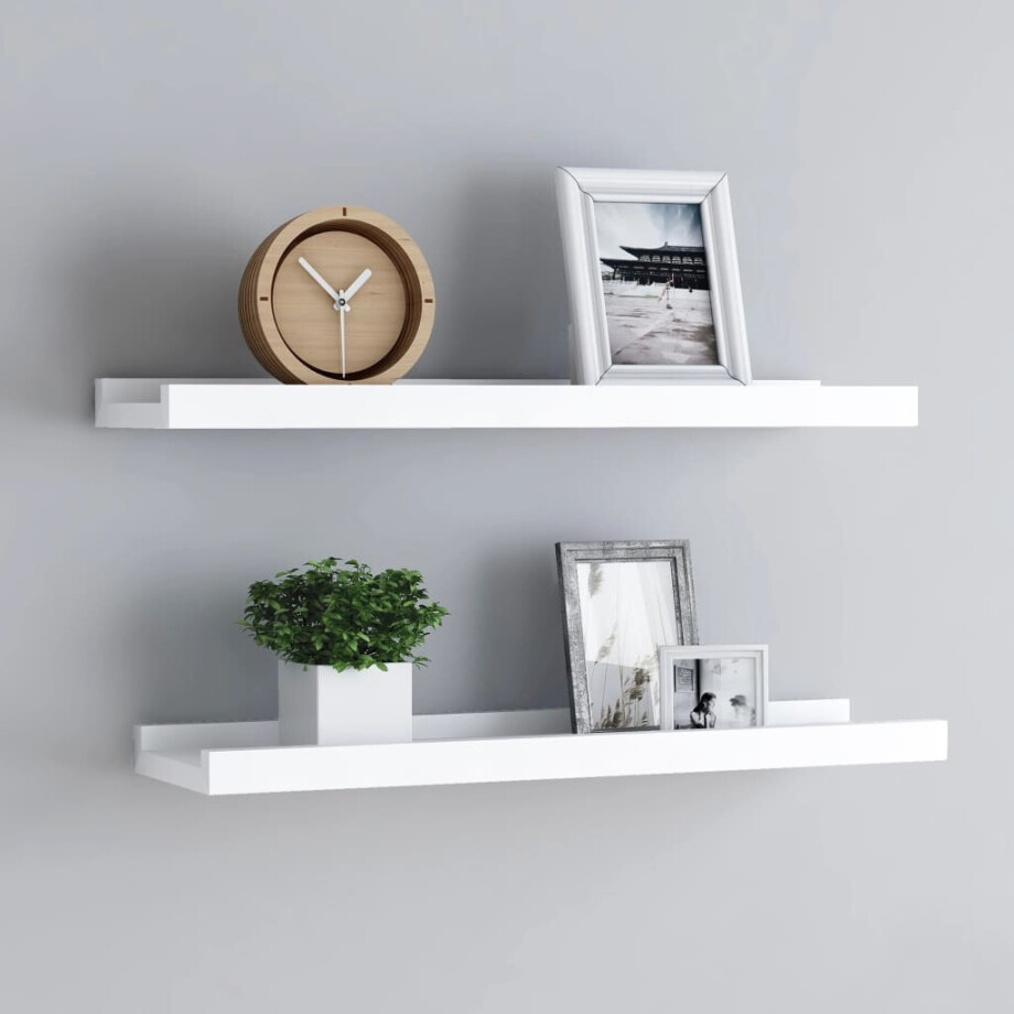 vidaXL Fotoplanken 2 st 60x9x3 cm MDF wit afbeelding 1