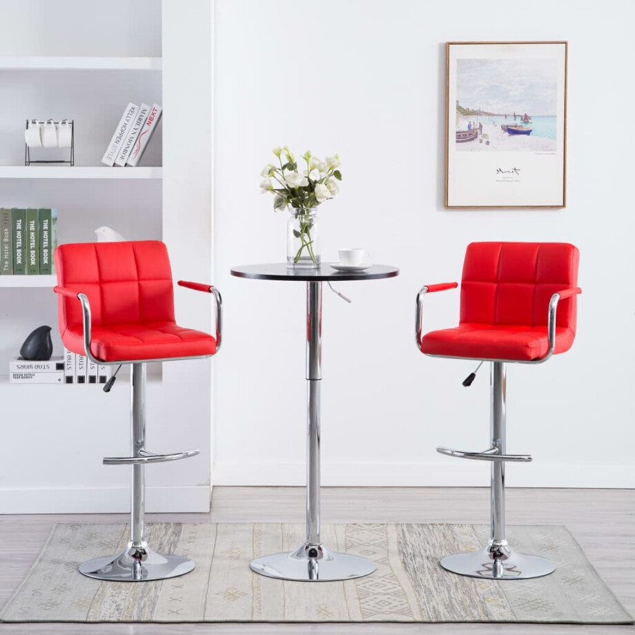 vidaXL Barstoelen 2 st kunstleer rood afbeelding 1