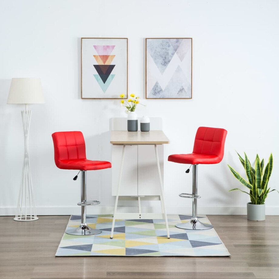 vidaXL Barstoelen 2 st kunstleer rood afbeelding 1