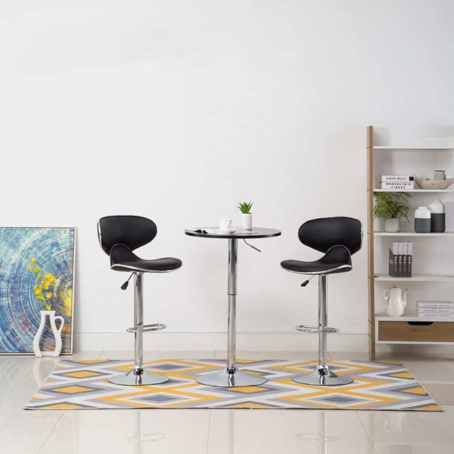 vidaXL Barstoelen 2 st kunstleer zwart vidaXL Barstoelen 2 st kunstleer zwart afbeelding 1