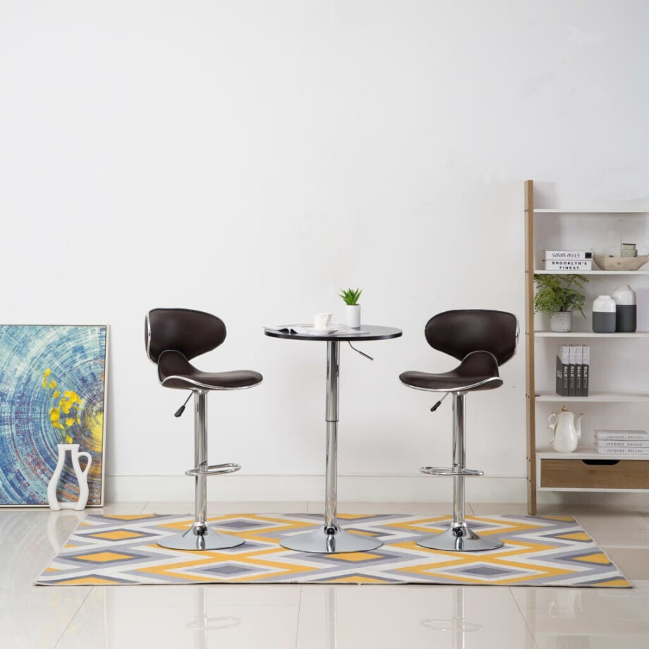 vidaXL Barstoelen 2 st kunstleer bruin afbeelding 1