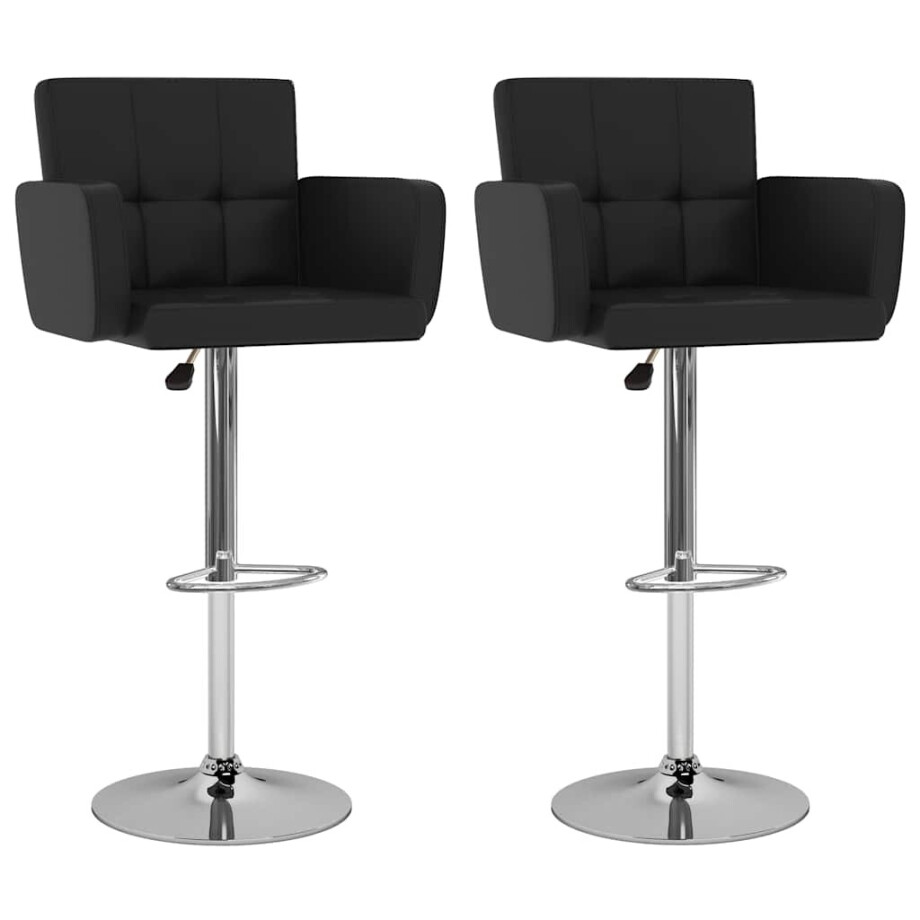 vidaXL Barstoelen 2 st kunstleer zwart vidaXL Barstoelen 2 st kunstleer zwart afbeelding 1