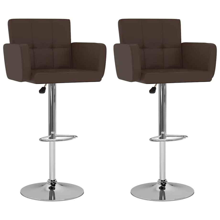 vidaXL Barstoelen 2 st kunstleer bruin afbeelding 1