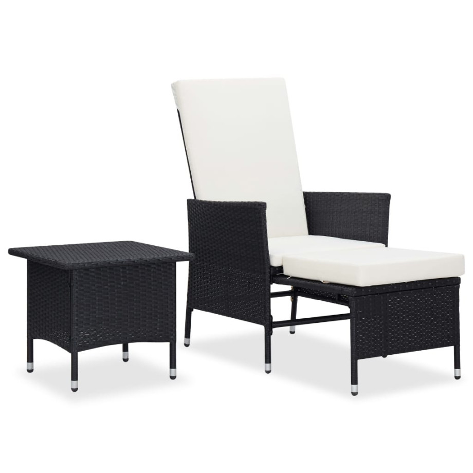 vidaXL 2-delige Loungeset met kussens poly rattan zwart afbeelding 1