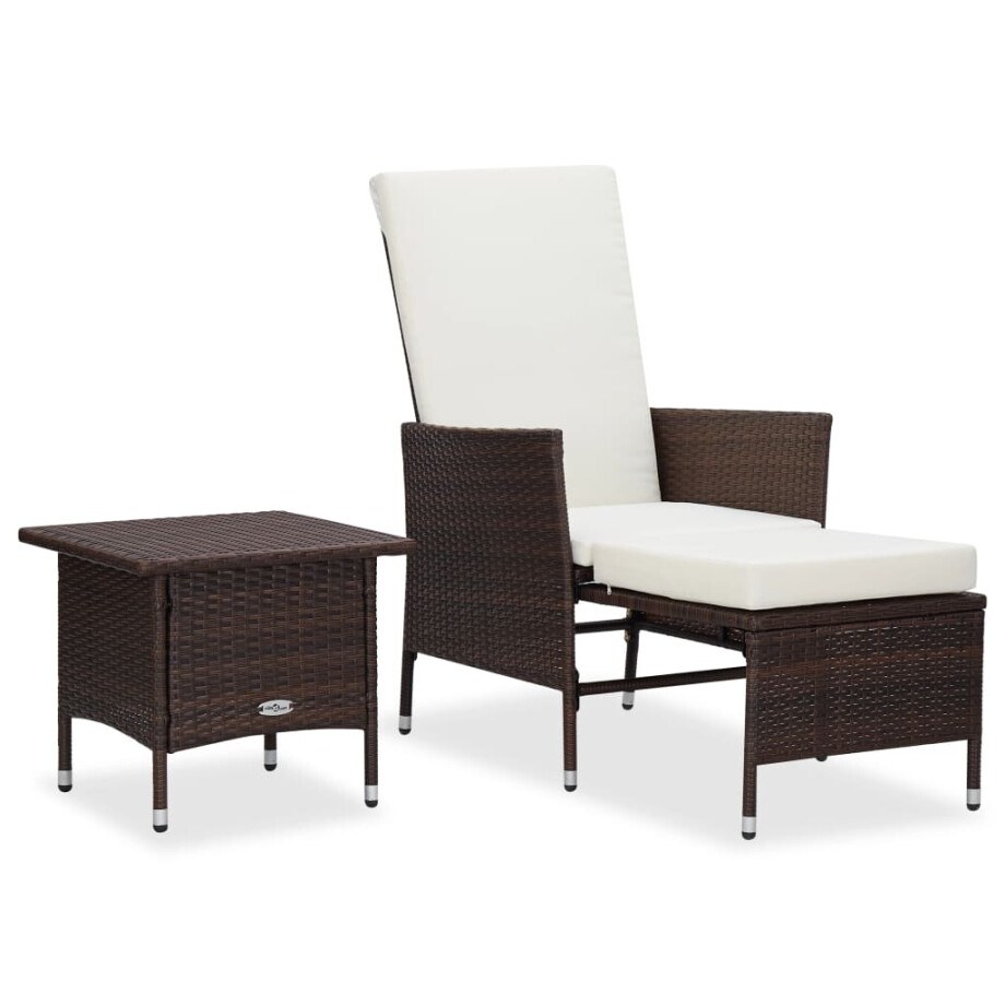 vidaXL 2-delige Loungeset met kussens poly rattan bruin afbeelding 1