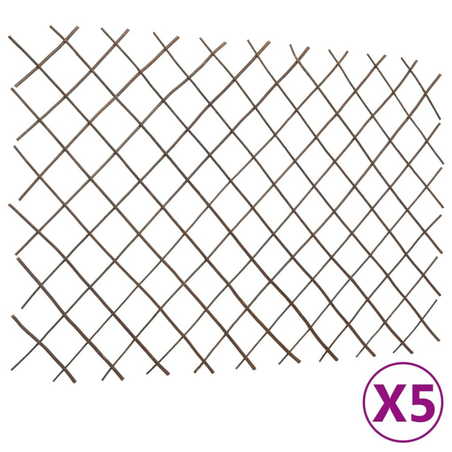 vidaXL Tuinlatwerken 5 st 180x120 cm wilgenhout vidaXL Tuinlatwerken 5 st 180x120 cm wilgenhout afbeelding 1