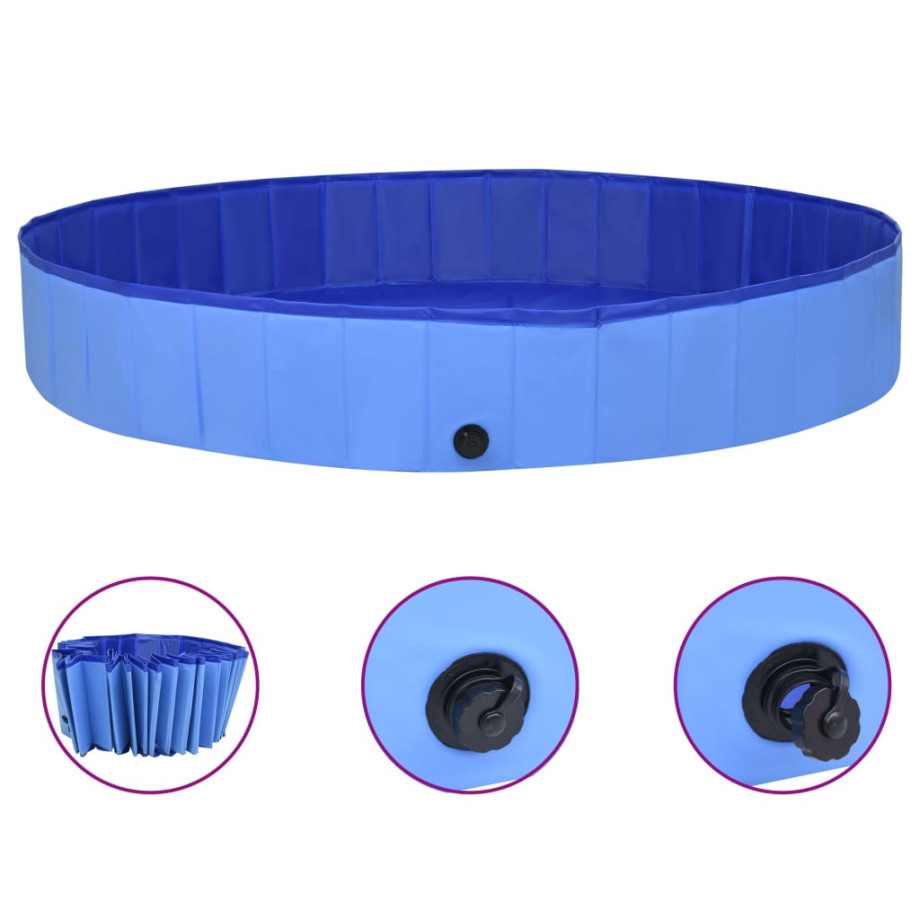 vidaXL Hondenzwembad inklapbaar 300x40 cm PVC blauw afbeelding 