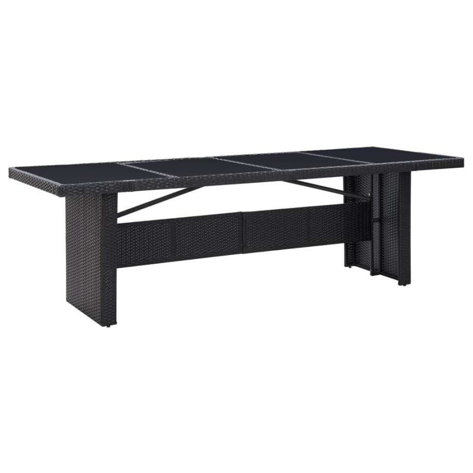 vidaXL Tuintafel 240x90x74 cm poly rattan en glas zwart afbeelding 1