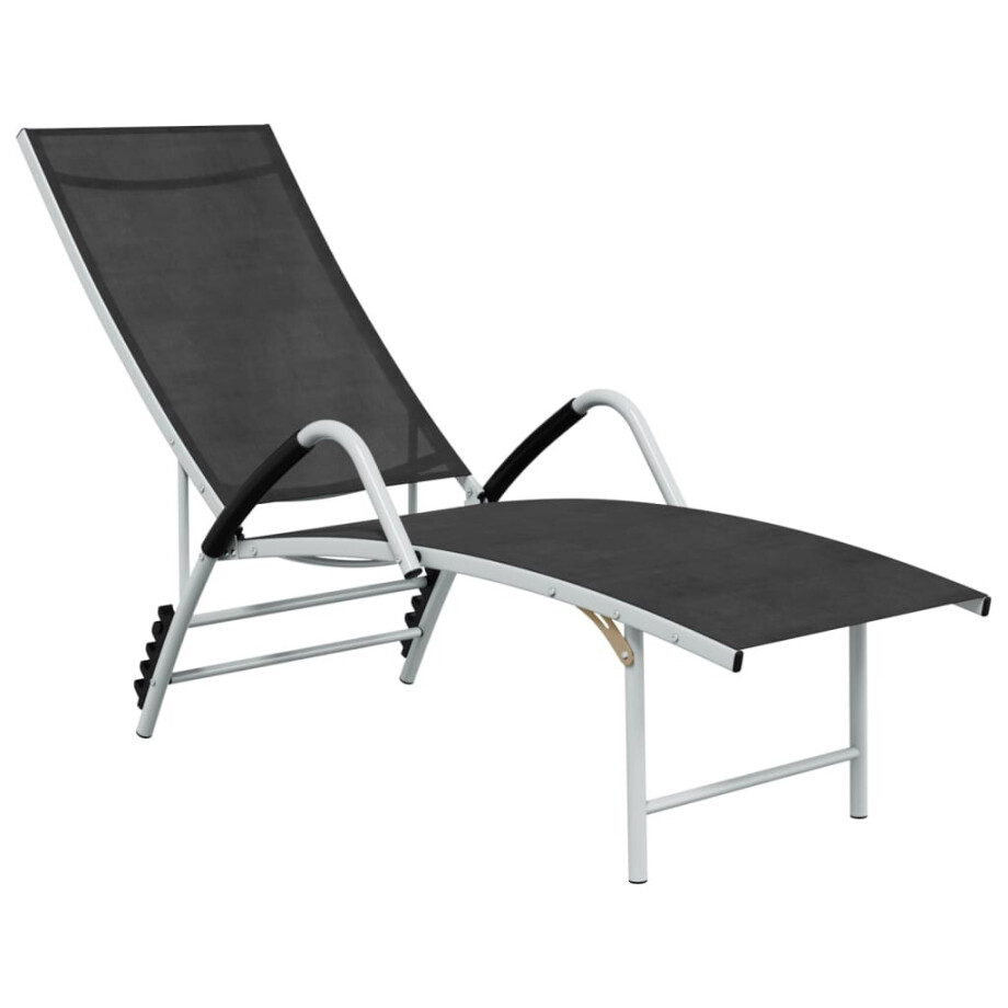 vidaXL Ligbed textileen en aluminium zwart vidaXL Ligbed textileen en aluminium zwart afbeelding 1