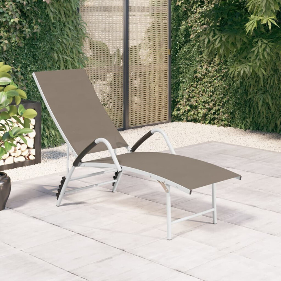 vidaXL Ligbed textileen en aluminium taupe vidaXL Ligbed textileen en aluminium taupe afbeelding 1