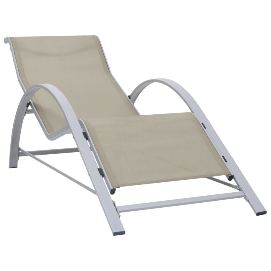 vidaXL Ligbed textileen en aluminium crèmekleurig vidaXL Ligbed textileen en aluminium crèmekleurig afbeelding 1