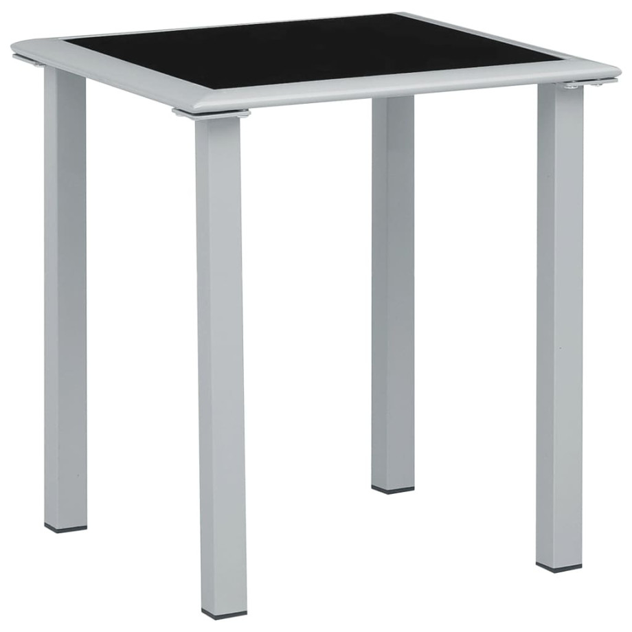 vidaXL Tuintafel 41x41x45 cm staal en glas zwart en zilverkleurig afbeelding 1