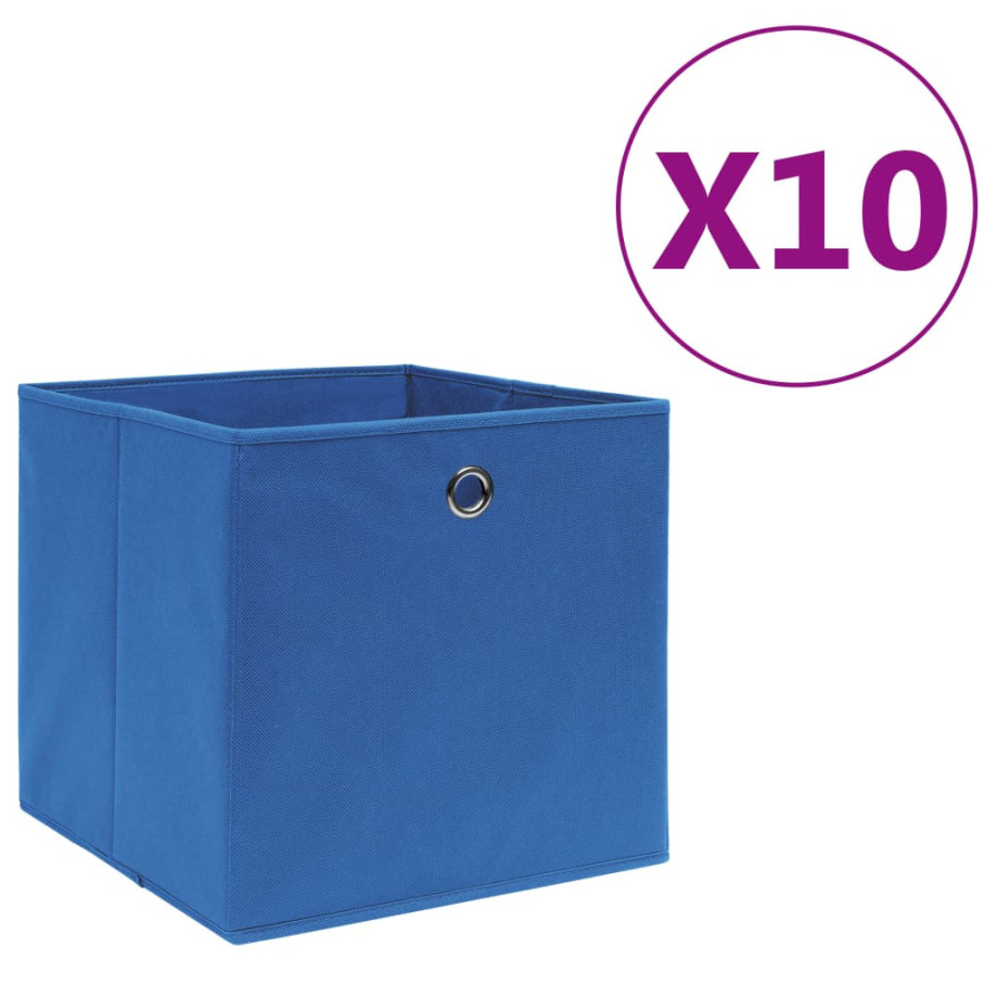vidaXL Opbergboxen 10 st 28x28x28 cm nonwoven stof blauw afbeelding 1