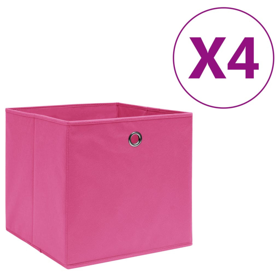 vidaXL Opbergboxen 4 st 28x28x28 cm nonwoven stof roze afbeelding 1