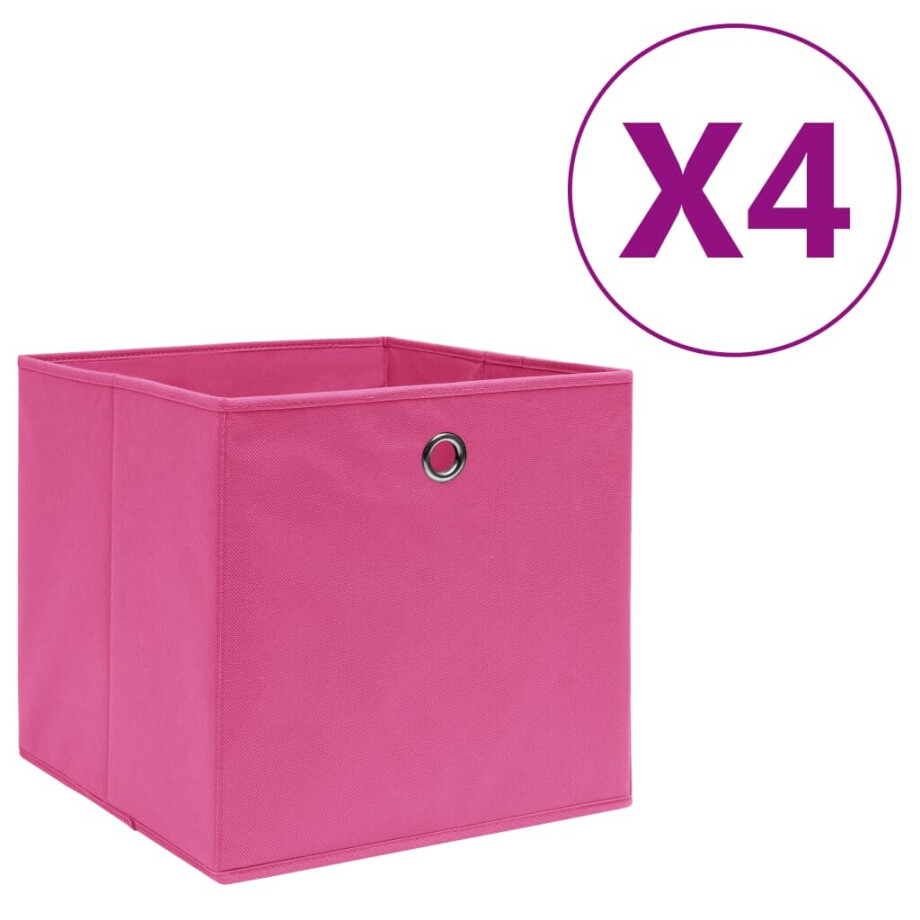 vidaXL Opbergboxen 4 st 28x28x28 cm nonwoven stof roze vidaXL Opbergboxen 4 st 28x28x28 cm nonwoven stof roze afbeelding 1