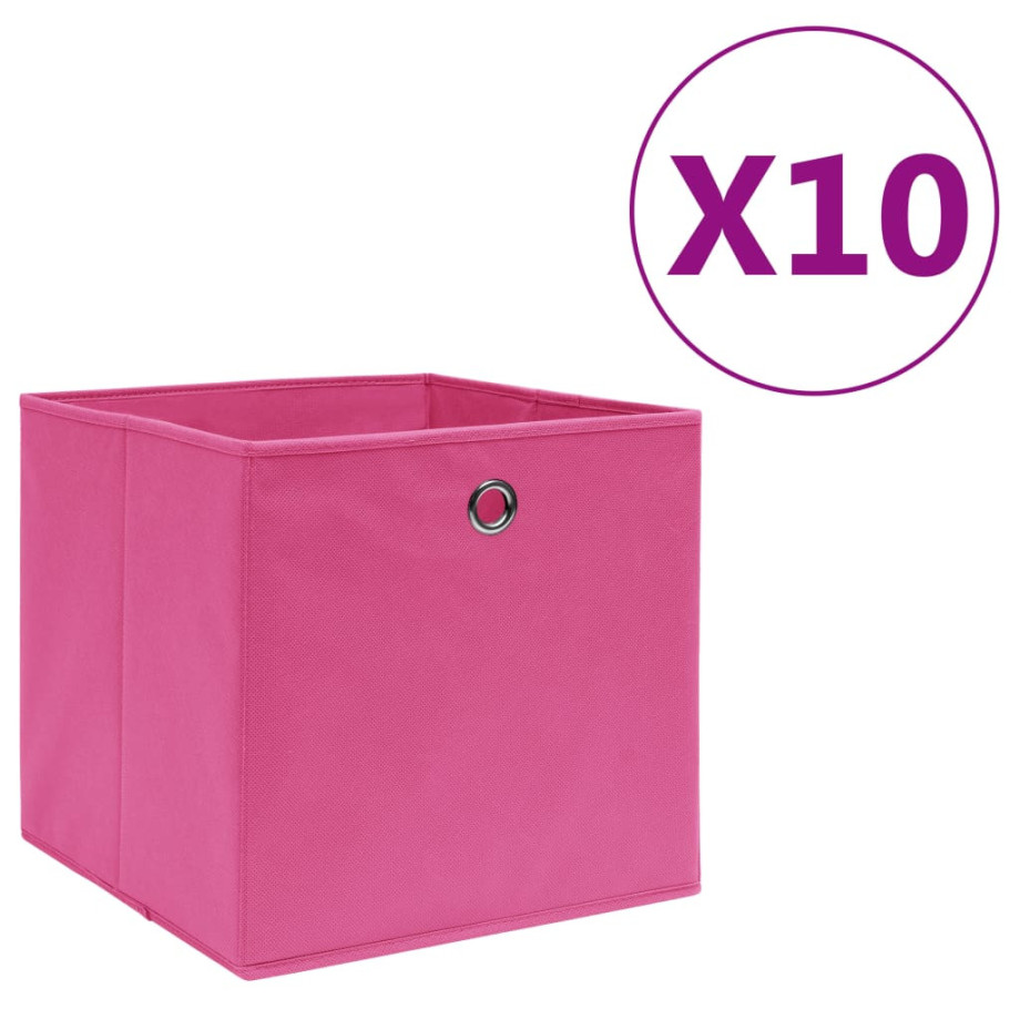 vidaXL Opbergboxen 10 st 28x28x28 cm nonwoven stof roze afbeelding 1