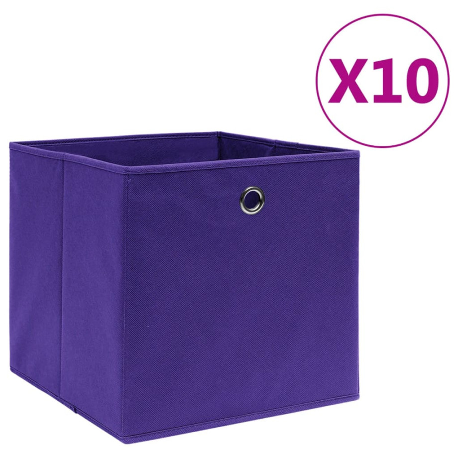 vidaXL Opbergboxen 10 st 28x28x28 cm nonwoven stof paars afbeelding 1