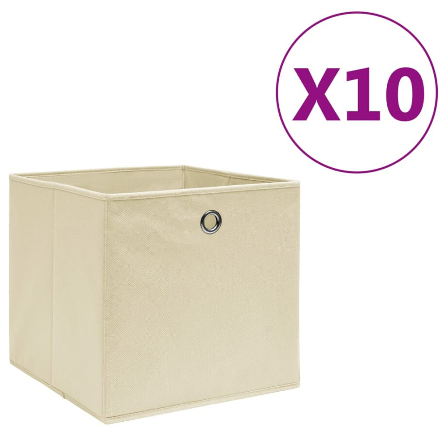 vidaXL Opbergboxen 10 st 28x28x28 cm nonwoven stof crèmekleurig vidaXL Opbergboxen 10 st 28x28x28 cm nonwoven stof crèmekleurig afbeelding 1