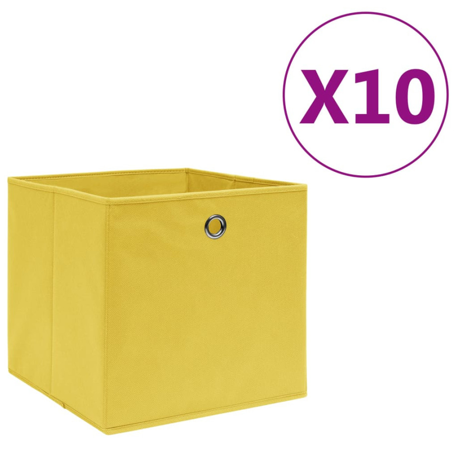 vidaXL Opbergboxen 10 st 28x28x28 cm nonwoven stof geel afbeelding 1