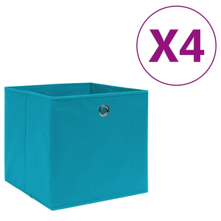 vidaXL Opbergboxen 4 st 28x28x28 cm nonwoven stof babyblauw afbeelding 1