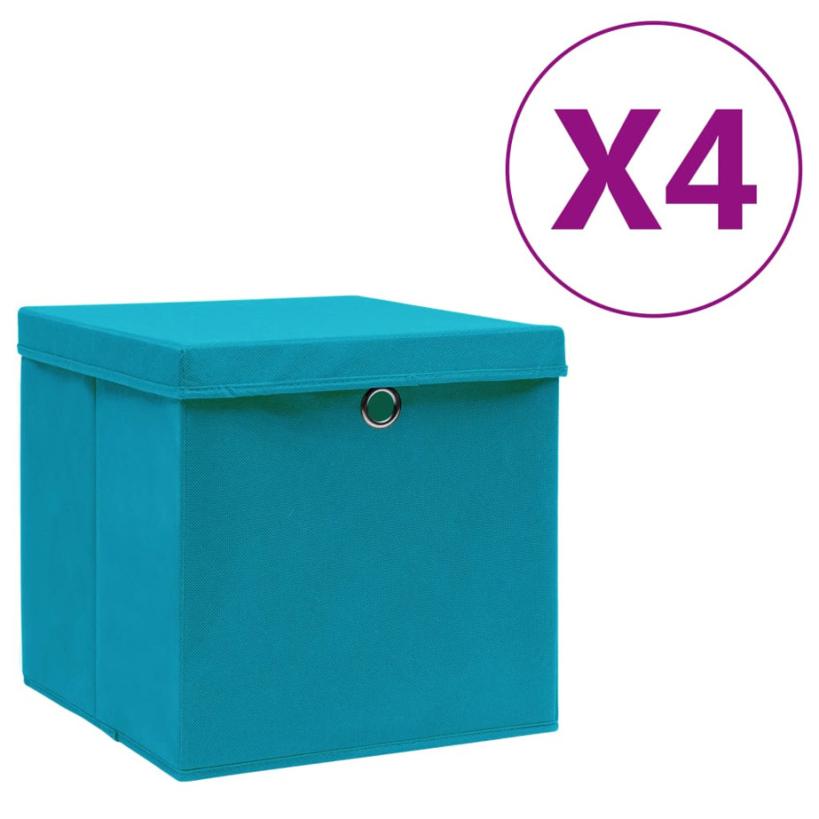 vidaXL Opbergboxen met deksel 4 st 28x28x28 cm babyblauw afbeelding 1