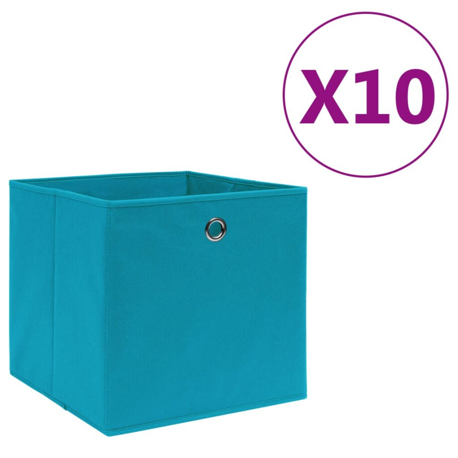 vidaXL Opbergboxen 10 st 28x28x28 cm nonwoven stof babyblauw afbeelding 1