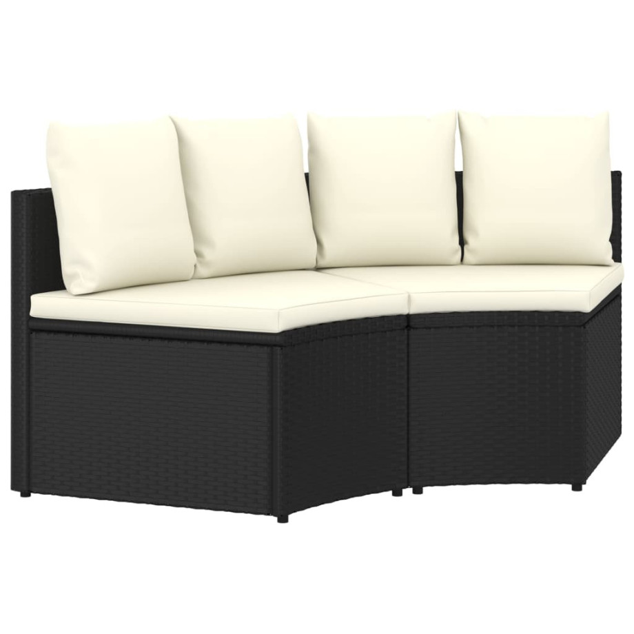 vidaXL 2-delige Loungeset met kussens poly rattan zwart afbeelding 1