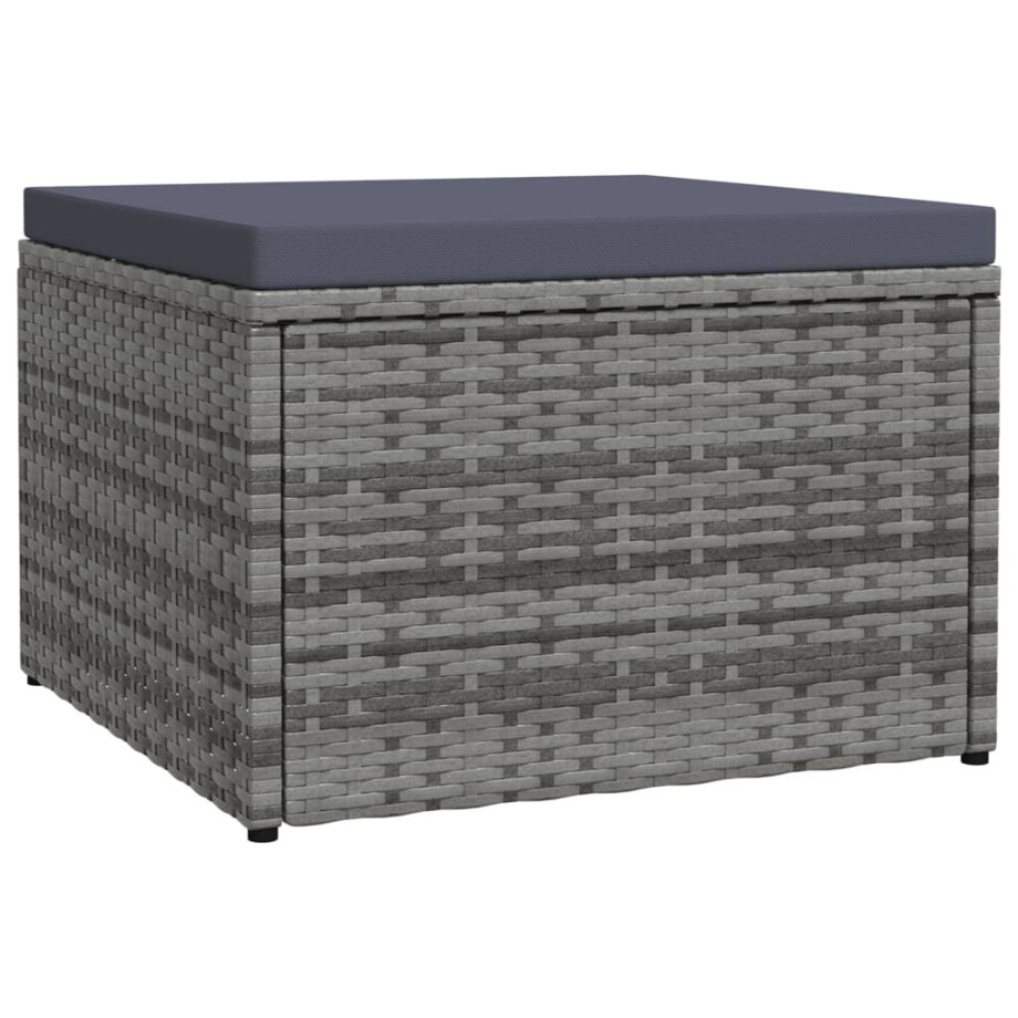 vidaXL Tuinvoetenbank met kussen poly rattan grijs afbeelding 1