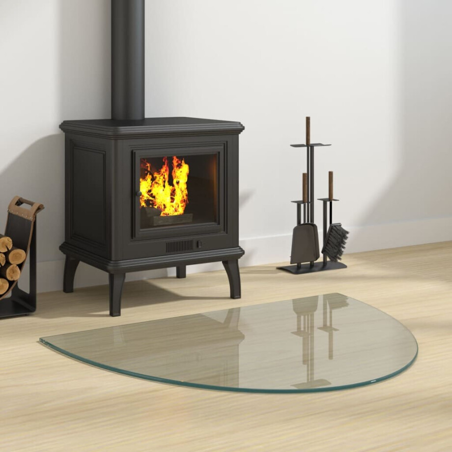 vidaXL Glasplaat voor open haard half rond 800x600 mm afbeelding 
