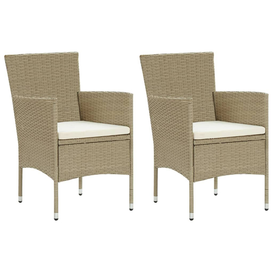 vidaXL Tuinstoelen 2 st poly rattan beige afbeelding 1