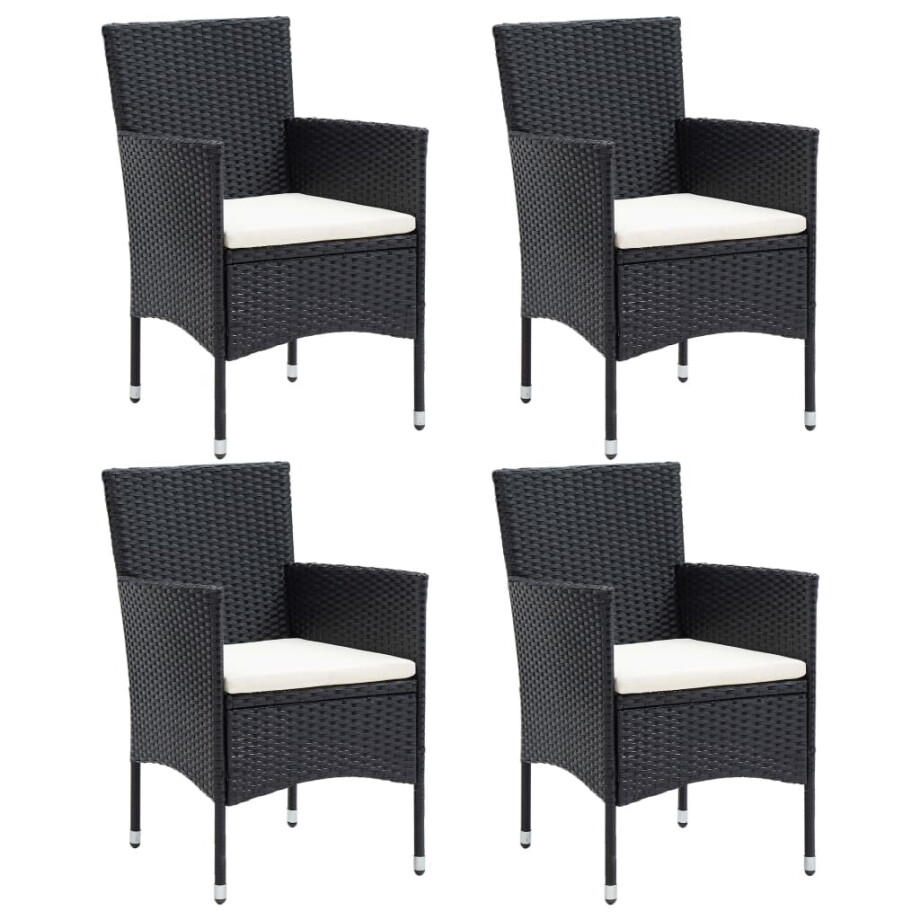 vidaXL Tuinstoelen 4 st poly rattan zwart vidaXL Tuinstoelen 4 st poly rattan zwart afbeelding 1