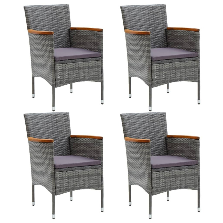 vidaXL Tuinstoelen 4 st poly rattan grijs vidaXL Tuinstoelen 4 st poly rattan grijs afbeelding 1