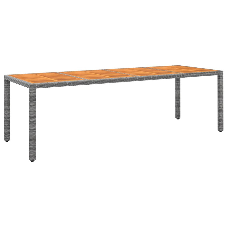 vidaXL Tuintafel 250x100x75 cm poly rattan en massief acaciahout grijs afbeelding 1