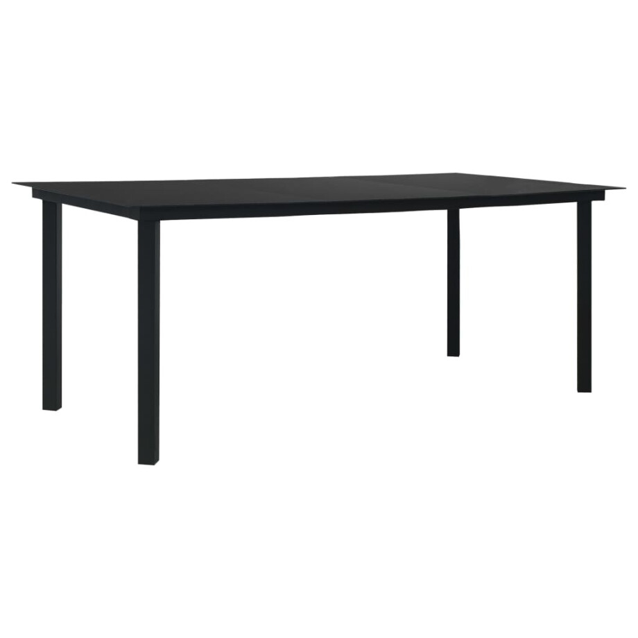 vidaXL Tuintafel 190x90x74 cm staal en glas zwart afbeelding 1