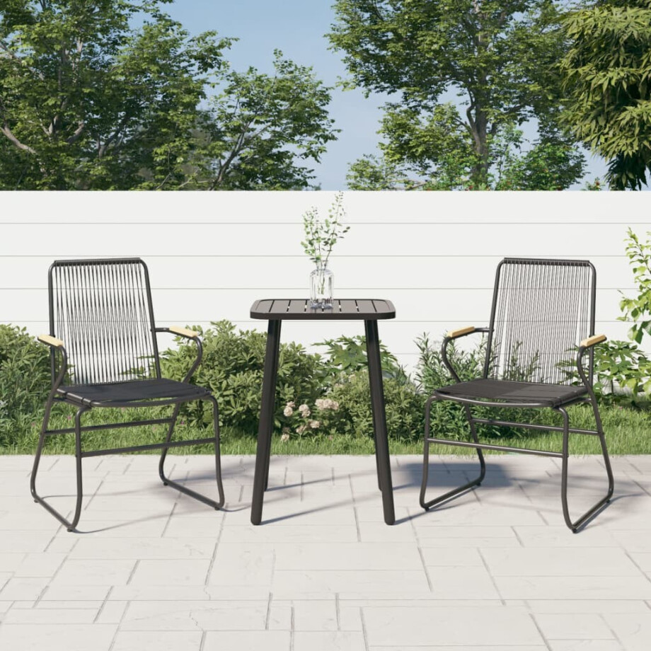 vidaXL Tuinstoelen 2 st 58x59x85,5 cm PVC-rattan zwart vidaXL Tuinstoelen 2 st 58x59x85,5 cm PVC-rattan zwart afbeelding 1