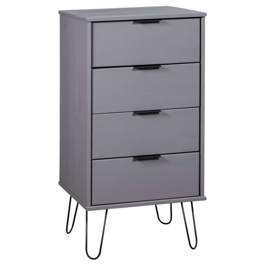vidaXL Ladekast 45x39,5x90,3 cm massief grenenhout grijs afbeelding 1