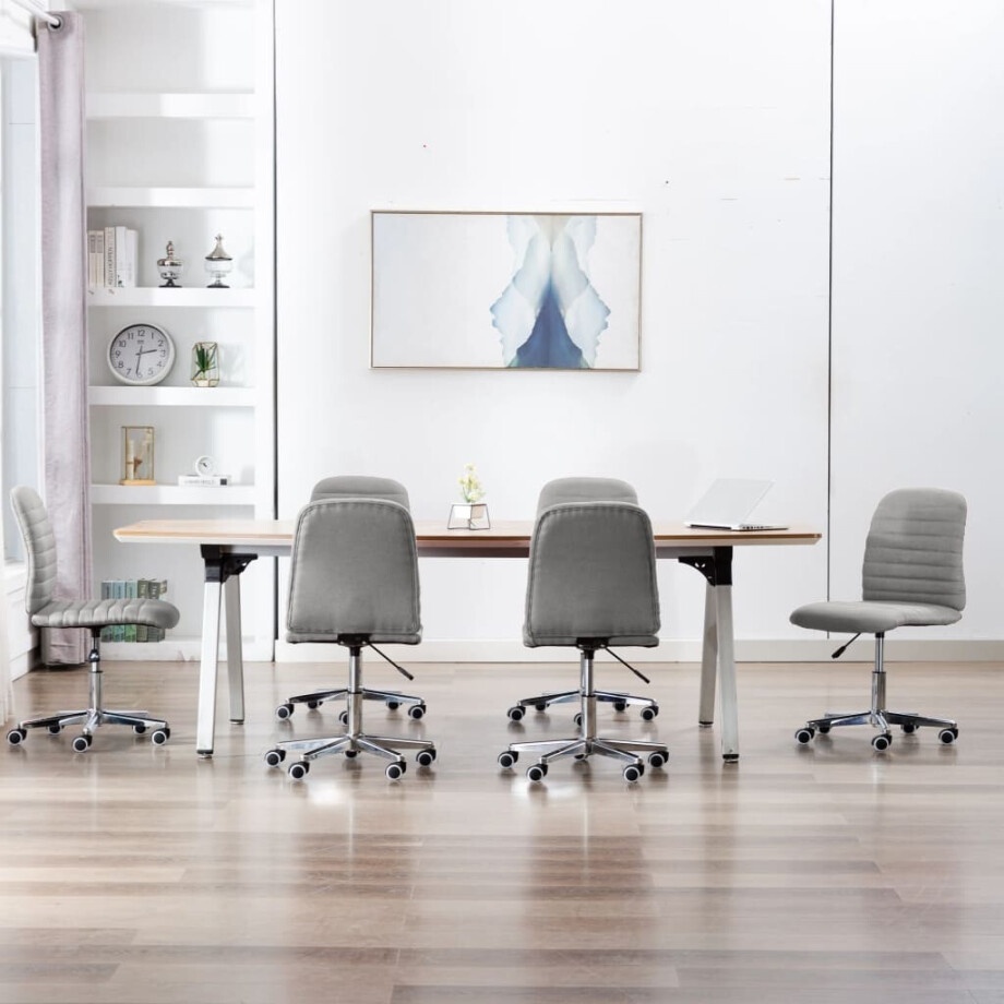 vidaXL Eetkamerstoelen 6 st stof lichtgrijs vidaXL Eetkamerstoelen 6 st stof lichtgrijs afbeelding 1