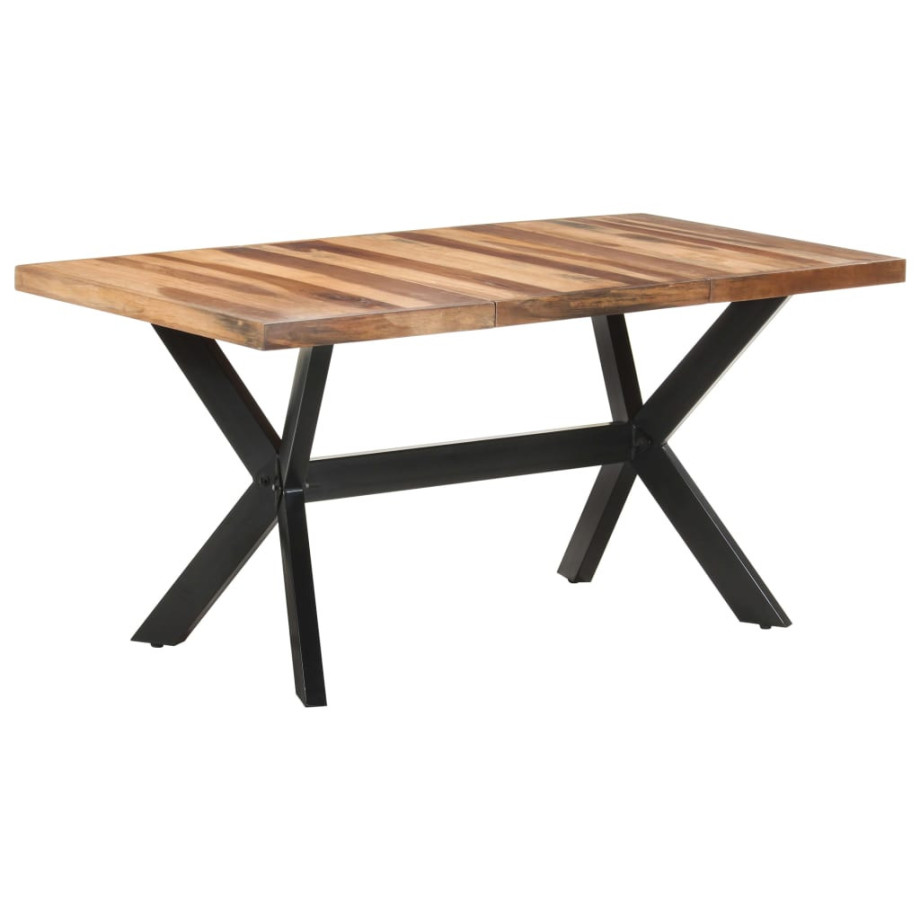 vidaXL Eettafel 160x80x75 cm massief hout met honingkleurige afwerking afbeelding 1